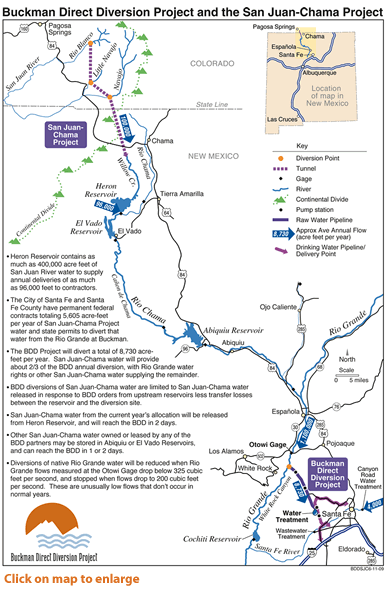 Buckman Direct Diversion Project and the San Juan-Chama Project map